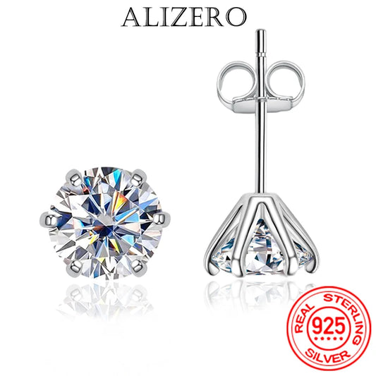 2 Carat 8.0mm D Color Moissanite Stud Earrings for Women Fine Jewelry with GRA 100% 925 Sterling Sliver Diamond Ear Studs