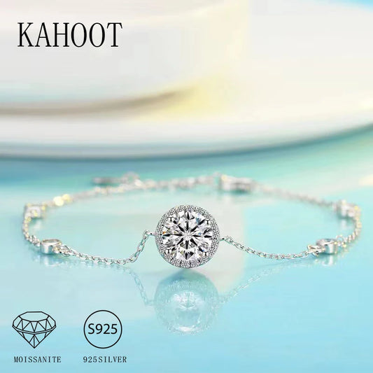 925 Sterling Silver 1 Carat Moissanite Starry Bracelet Fashion Trend Elegant Temperament Light Luxury For Ladies Birthday Gift