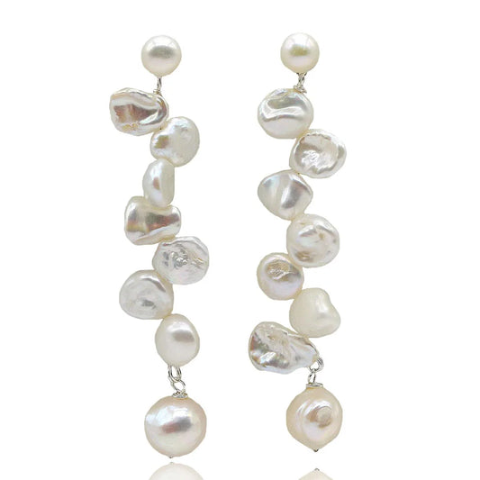 Women's Earrings Natural Pearl Earrings Baroque Style Long Earrings Original Handmade Jewelry/Black/White/Girl Jewelry