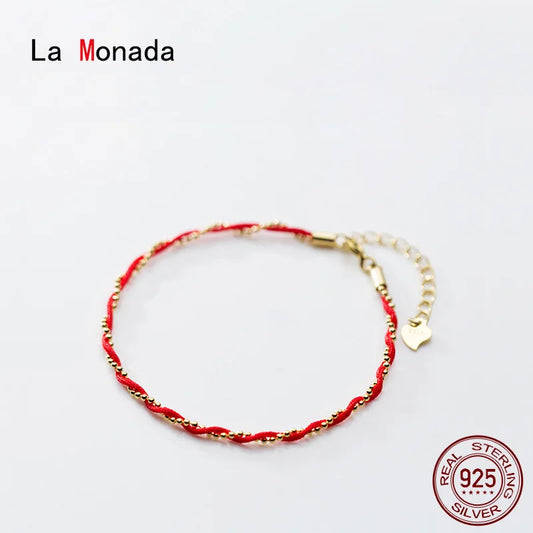 La Monada Red Thread For Hand 925 Sterling Silver Jewelry Bracelets For Women Red Rope Thread Silver Bracelet 925 Women Gold