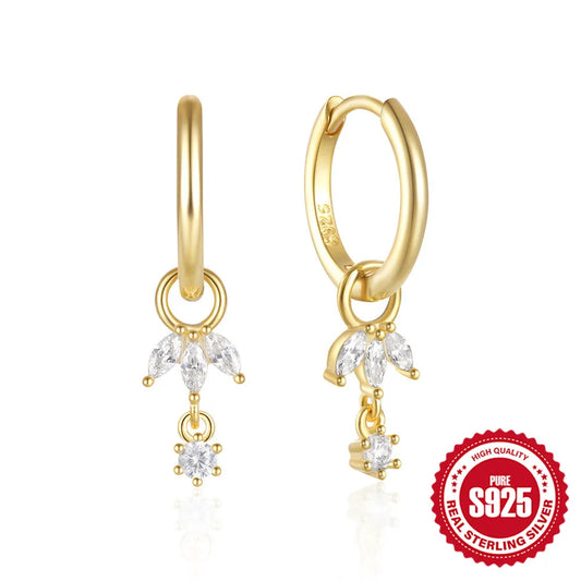 Aide 925 Sterling Silver Zircon Sunflower Drop Earrings For Women 18K Gold Ins Minimalism Earrings Fine Jewelly Party Gift