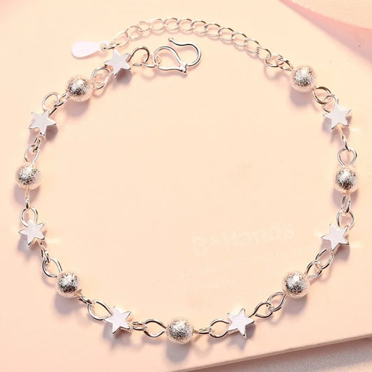 Korean Fashion 925 Sterling Silver Small Star Fresh Bracelet Fresh Star Bracelets For Women Personality Round Bead Bracelet