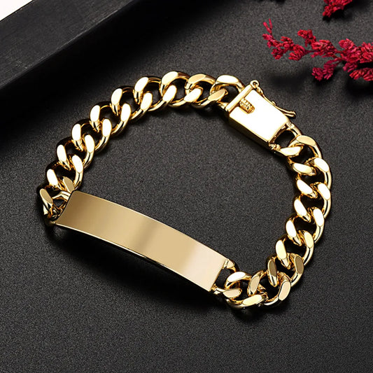 Boutique Jewelry Color Protection Plating 18K True Gold K Gold Noble Luxury Jewelry 10mm Men's and Women's Side Chain Bracelet